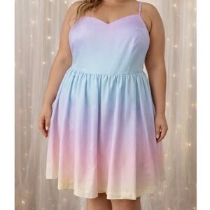 Magnolia Park Pastel Ombre Sweetheart Midi Dress XXL Purple Blue Pink Yellow X1